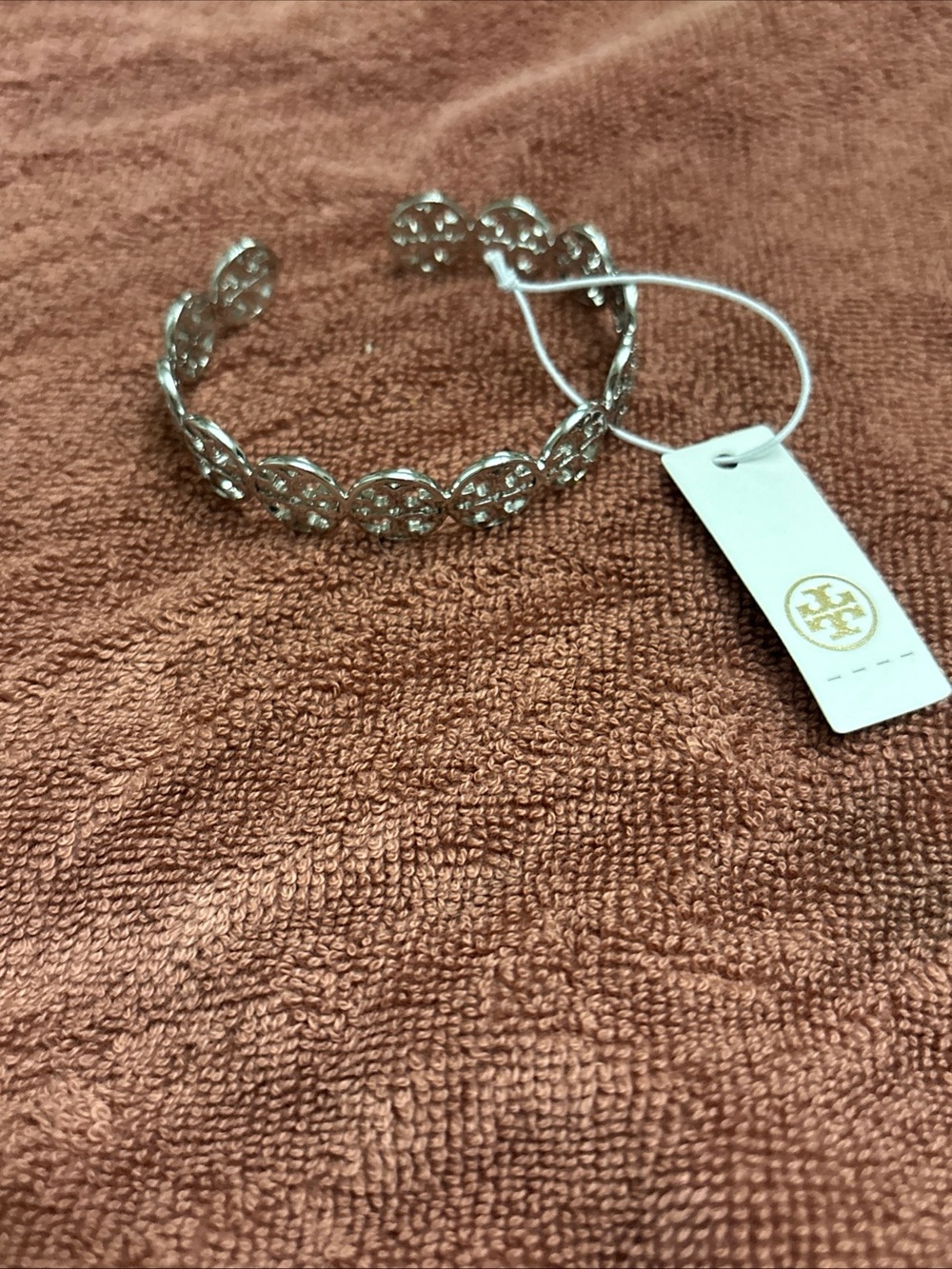 Tory Burch Silver-Tone Logo Circle Link Bracelet - Picture 2 of 5